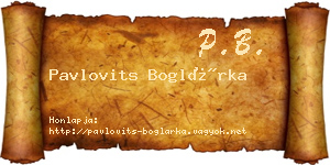 Pavlovits Boglárka névjegykártya