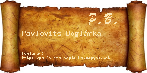 Pavlovits Boglárka névjegykártya