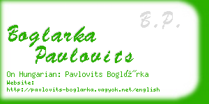 boglarka pavlovits business card